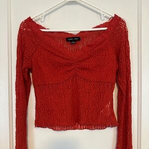 Silence + Noise Red Lace Top
